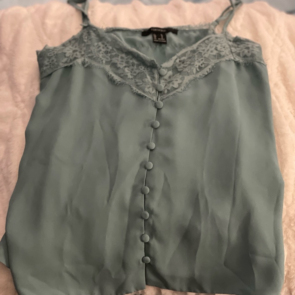 Forever 21 Green Satin Tank Top NWOT